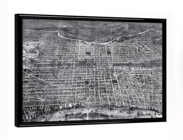 Poster mit schwarzem Rahmen "Philadelphia-Pennsylvania" artboxONE - Kartografie - Karte,Karten,Flach,Stadt,Alte,Retro,Abbildung,Reise