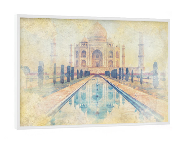 Poster mit weißem Rahmen "Taj Mahal Aquarell" artboxONE - Städte,Reise,Architektur,Reise / Asien,Reise / Länder