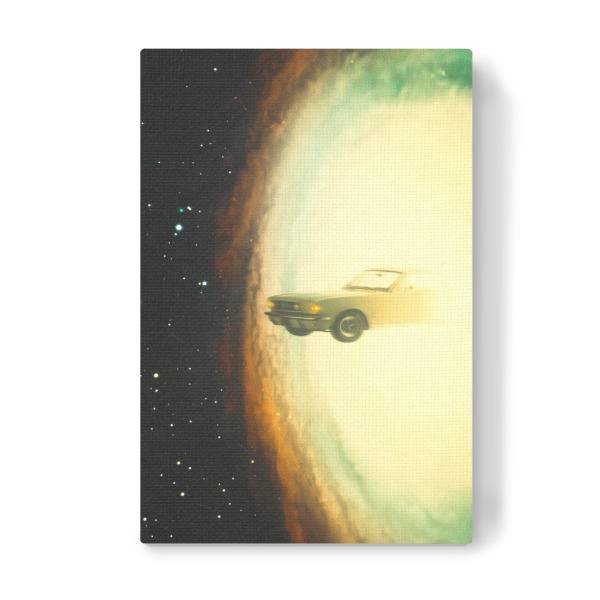 Leinwandbild "Ein Auto fliegt durch die Galaxie" artboxONE - Reise,Automobile,Galaxy