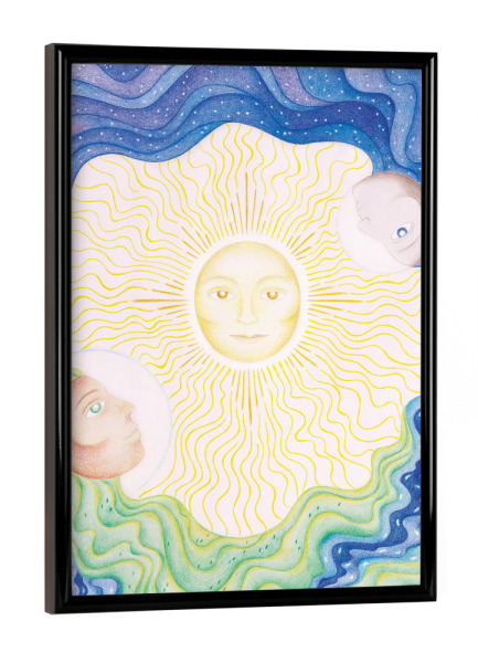 Poster mit schwarzem Rahmen "Sonne Erde Mondin" artboxONE - Galaxy