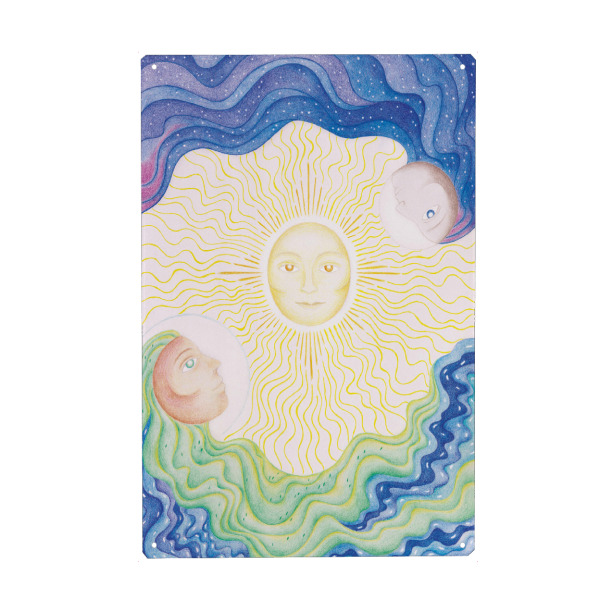 Metall Poster "Sonne Erde Mondin" artboxONE - Galaxy - Sonne,Mond,Erde,Sternenhimmel,Galaxie,Natur,Landschaft,Fantasie,Surreal,Surreal landscape