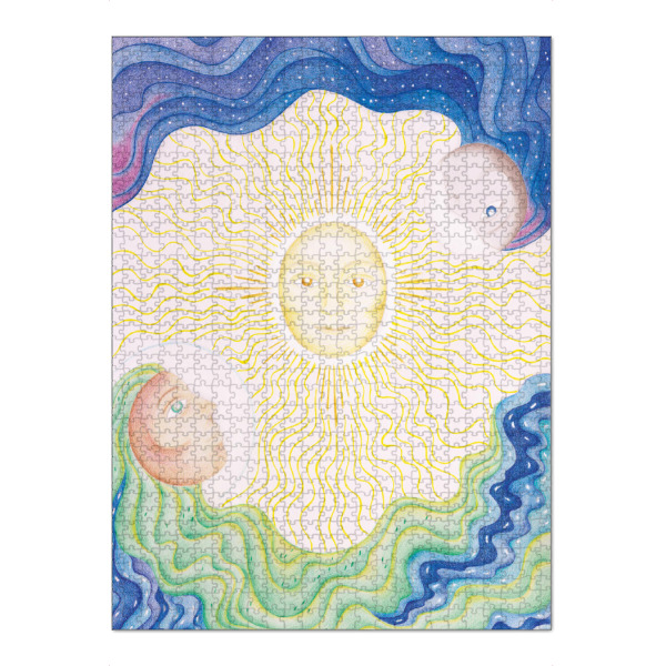 Puzzle Ravensburger "Sonne Erde Mondin" artboxONE - Galaxy - Sonne,Mond,Erde,Sternenhimmel,Galaxie,Natur,Landschaft,Fantasie,Surreal,Surreal landscape