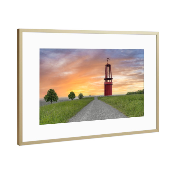 Poster mit Rahmen Gold "Geleucht in Moers" artboxONE - Städte,Reise,Architektur