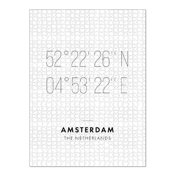 Puzzle Ravensburger "Koordinaten Amsterdam" artboxONE - Städte,Reise,Schwarzweiß,Städte / Amsterdam,Kartografie