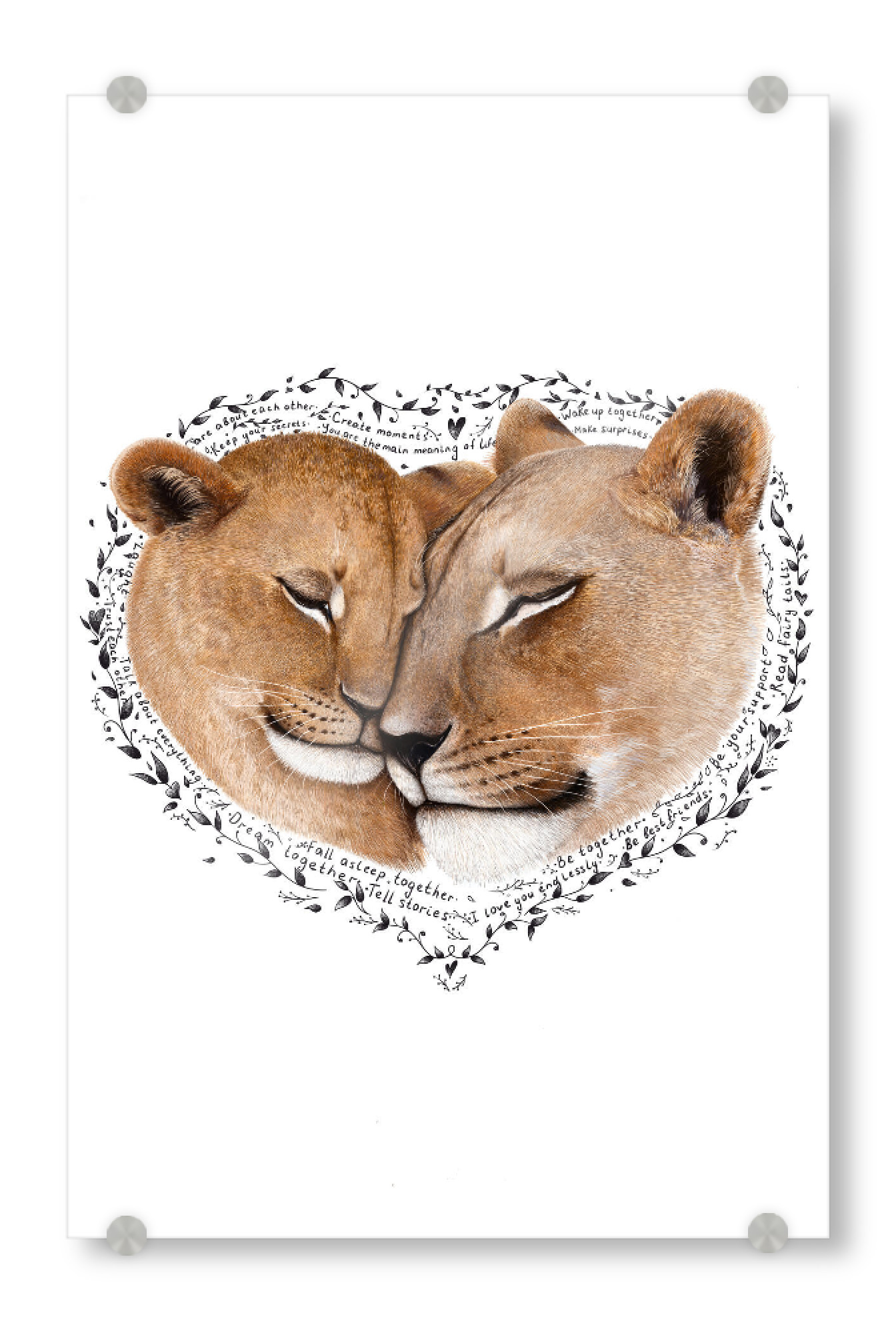Acrylglasbild "Die Liebe der Löwenmama" artboxONE - Floral,Tiere,Liebe,Weihnachten,Für Mama