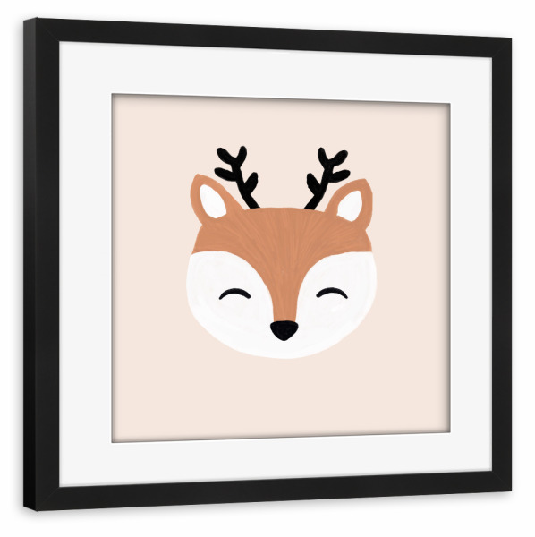 Poster mit Rahmen schwarz "Rotwild" artboxONE - Natur,Für Kinder,Tiere,Weihnachten