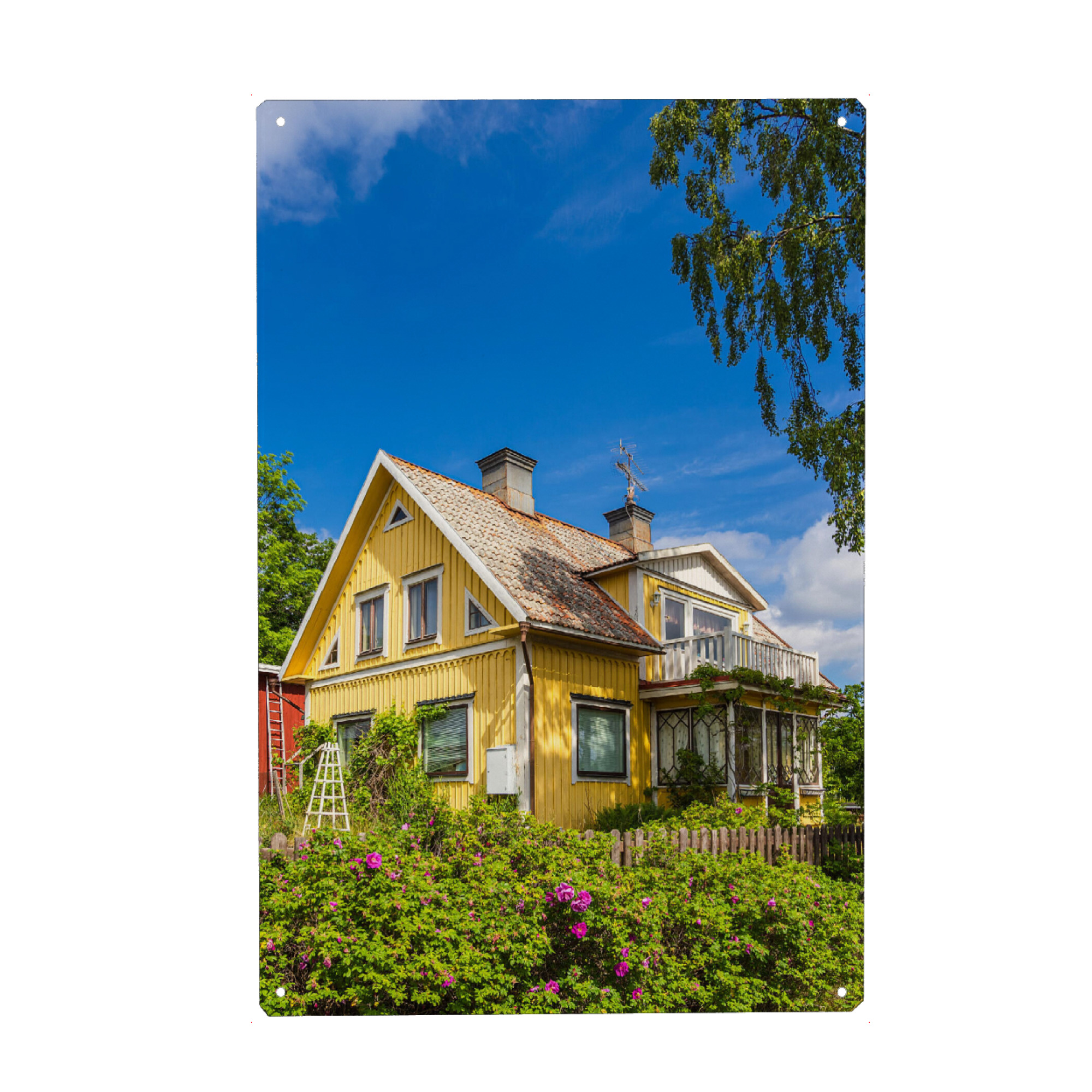 Holzbild "Garten, Haus, Baum" artboxONE - Natur,Reise,Architektur,Reise / Länder