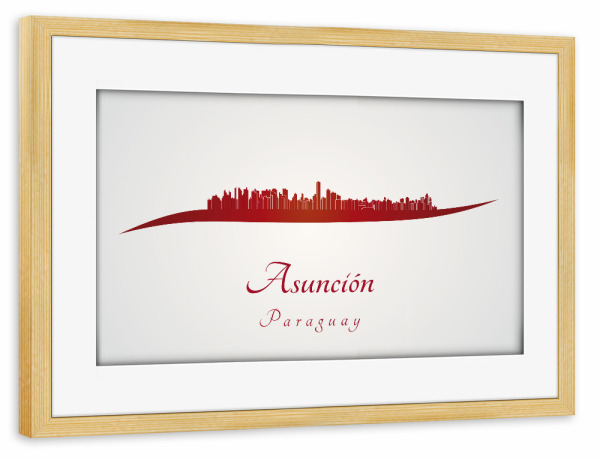 Poster mit Rahmen kiefer "Asuncion-Skyline im Rot" artboxONE - Städte