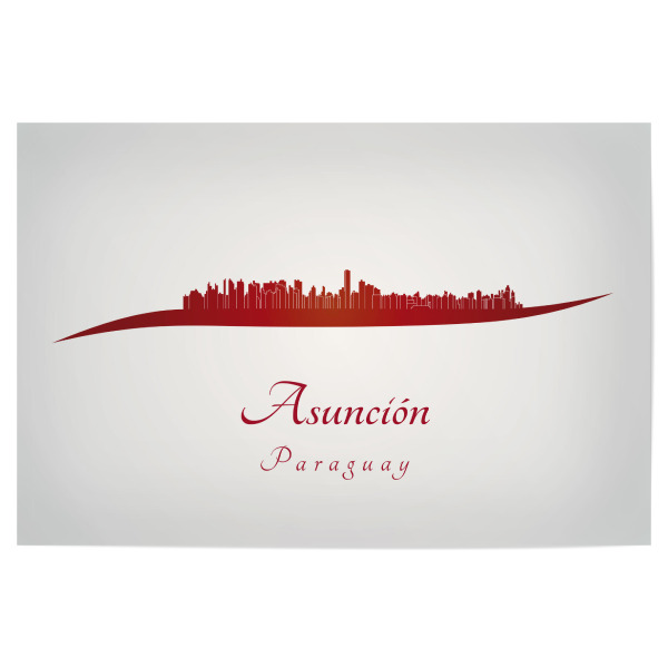 Poster 30x20 cm "Asuncion-Skyline im Rot" artboxONE - Städte - Skyline,Stadt,Denkmäler,Metropole,Reise,Tourismus,Geschenk,Souvenir,Rot,Asuncion