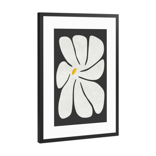Poster mit Rahmen Schwarz (Metallic) "Gänseblümchen Weiß" artboxONE - Floral,Abstrakt,Geometrie