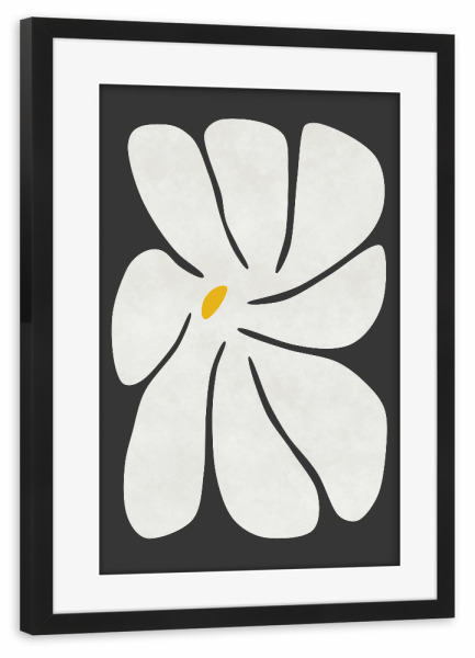 Poster mit Rahmen schwarz "Gänseblümchen Weiß" artboxONE - Floral,Abstrakt,Geometrie