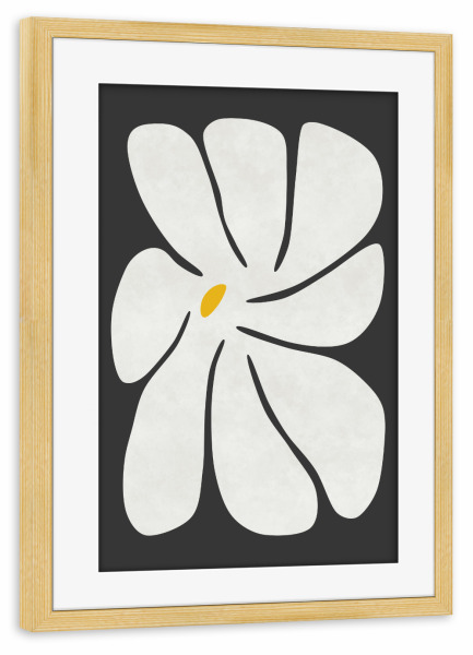 Poster mit Rahmen kiefer "Gänseblümchen Weiß" artboxONE - Floral,Abstrakt,Geometrie