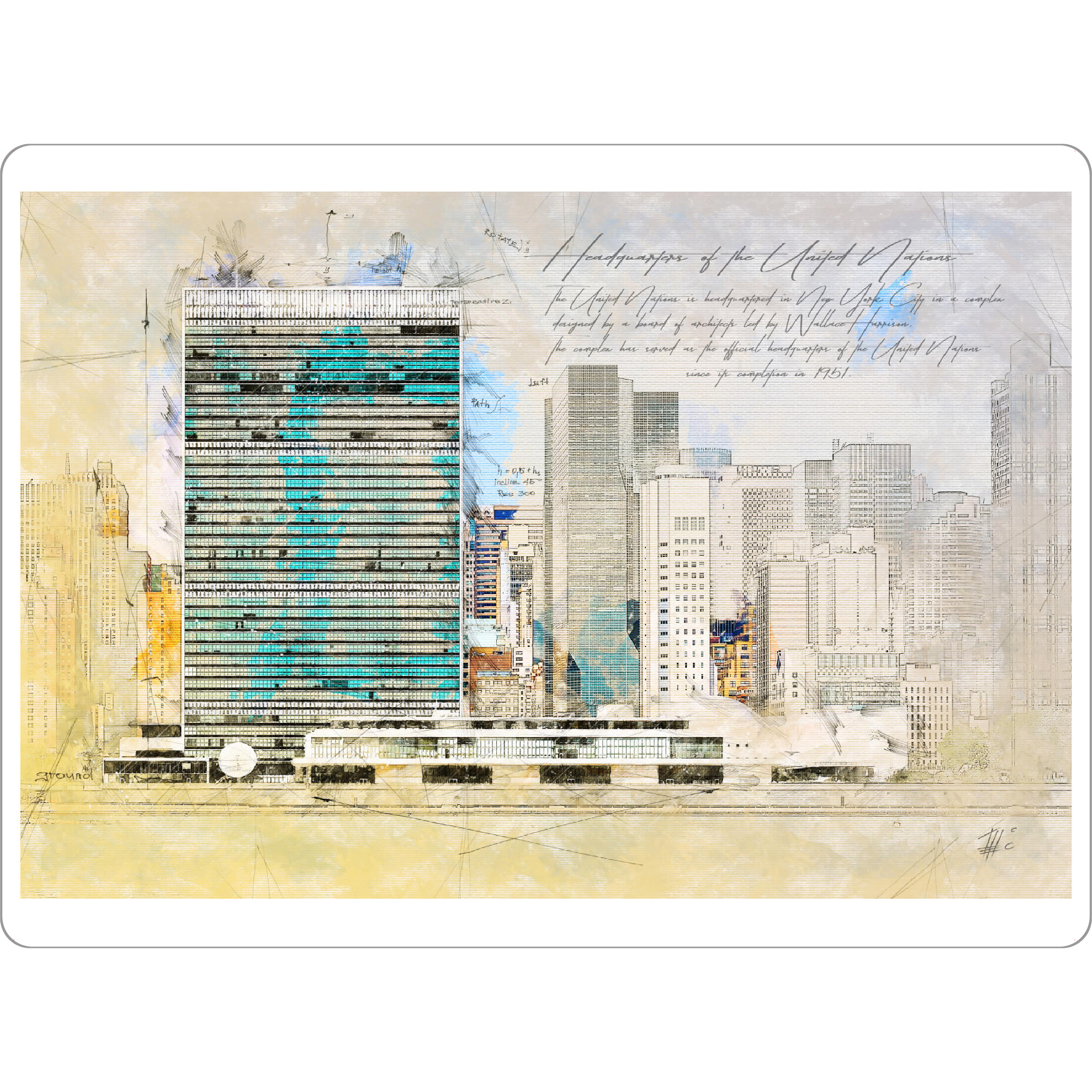 Tischset "Hauptquartier der UNO" artboxONE - Städte / New York,Architektur,Reise / Länder