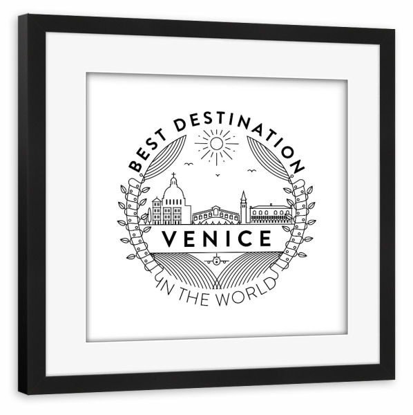 Poster mit Rahmen schwarz "Venice Badge" artboxONE - Städte - Stadt,Abzeichen,Wahrzeichen,Symbol,Vektor,Abbildung,Gebäude,Venedig,Italien
