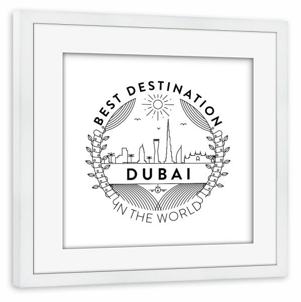 Poster mit Rahmen weiß "Dubai-Abzeichen" artboxONE - Städte,Reise