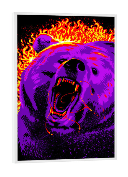 Poster mit weißem Rahmen "Feuergrizzlybär" artboxONE - Tiere,Comic