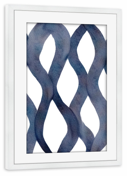 Poster mit Rahmen weiß "Marine-Aquarell-Kurve" artboxONE - Abstrakt - Spirale,Marine,Kurve,Aquarell,Modern,Abstrakt,Minimalistisch