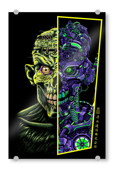 Acrylglasbild "Zombie gegen Roboter" artboxONE - Comic
