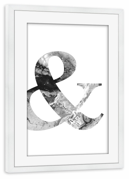 Poster mit Rahmen weiß "Buchstabe Alphabet Ampersand &" artboxONE - Typografie,Schwarzweiß,Buchstaben