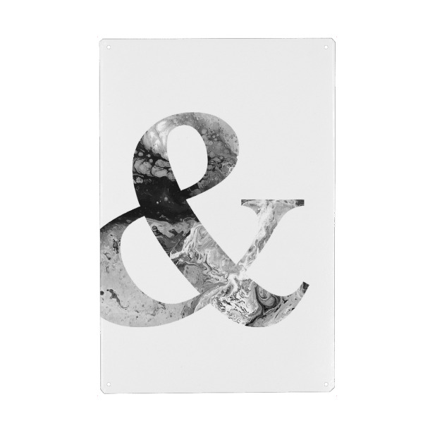 Metall Poster "Buchstabe Alphabet Ampersand &" artboxONE - Typografie,Schwarzweiß,Buchstaben