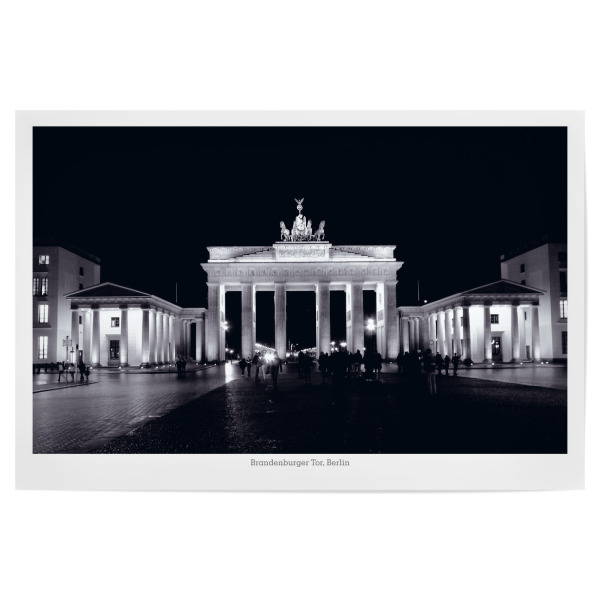 Poster "Nächtliches Brandenburger Tor sw" artboxONE - Städte / Berlin,Reise,Schwarzweiß,Architektur,Reise / Länder