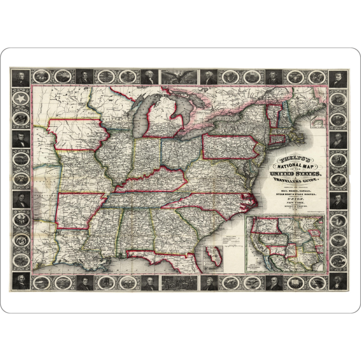 Tischset "United States pictorial map old" artboxONE - Architektur,Kartografie - Karte,Flach,Jahrgang,Antik,Retro,Alt,Karte der welt,Illustration