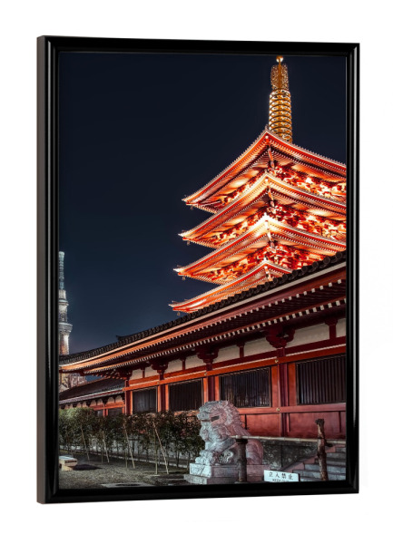 Poster mit schwarzem Rahmen "Senso-Ji bei Nacht" artboxONE - Städte,Reise,Architektur,Reise / Asien,Städte / Tokio