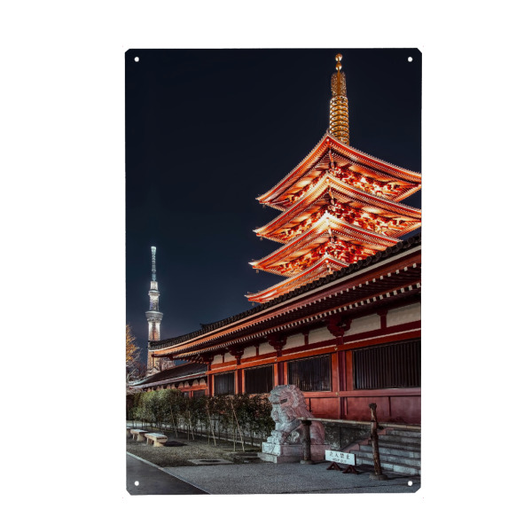 Metall Poster "Senso-Ji bei Nacht" artboxONE - Städte,Reise,Architektur,Reise / Asien,Städte / Tokio
