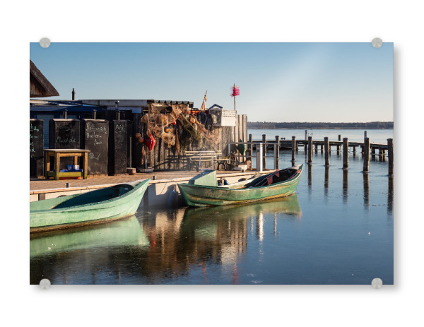 Acrylglasbild "Boote, Hütte und Bodden" artboxONE - Natur,Reise,Architektur,Reise / Strand und Meer
