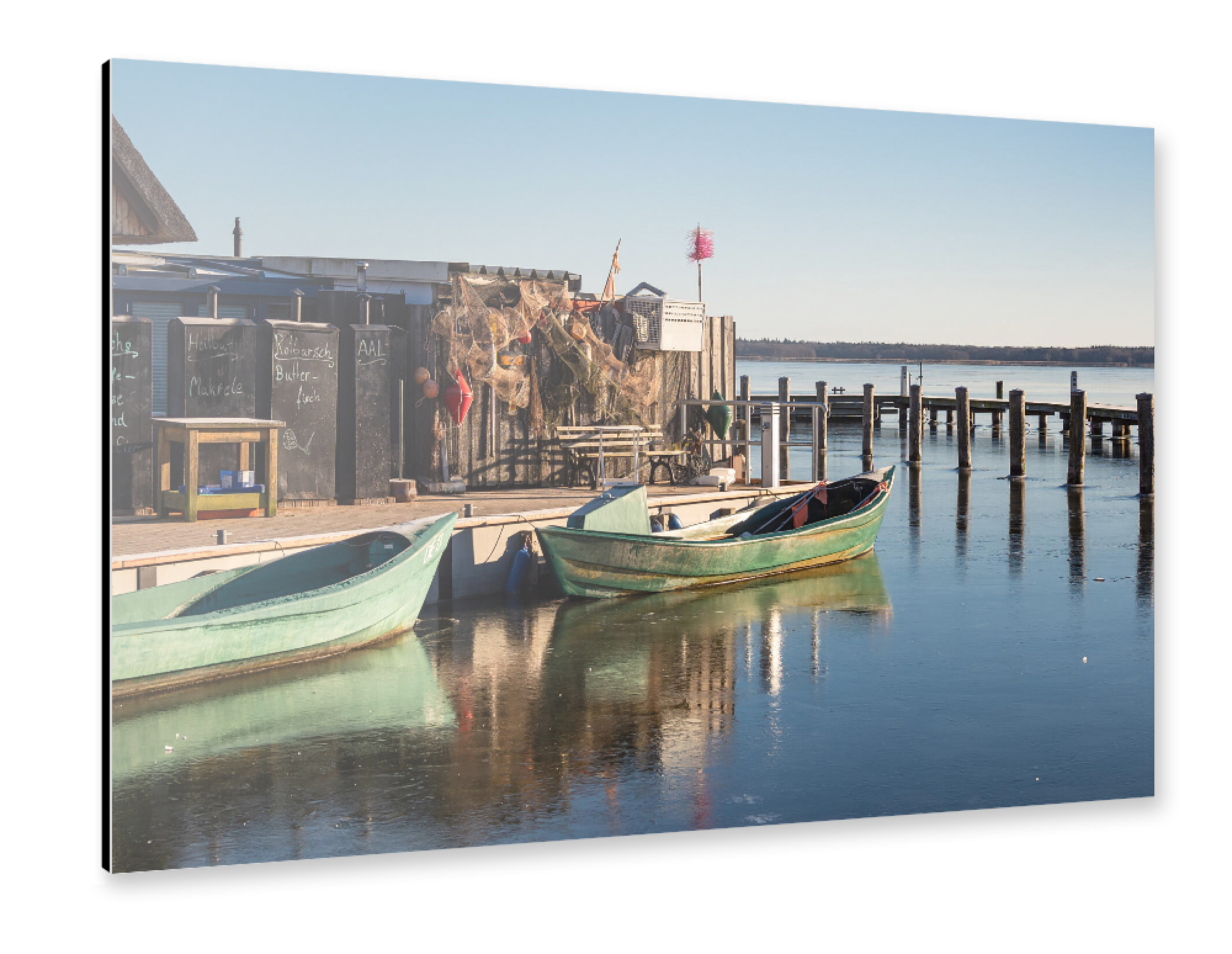 Alu-Dibond "Boote, Hütte und Bodden" 75x50 cm artboxONE
