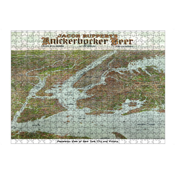 Puzzle Ravensburger "Panoramablick auf New York City" artboxONE - Kartografie - Karte,Flach,Jahrgang,Stadt,Alte,Retro,Abbildung,Reise - Bild karte
