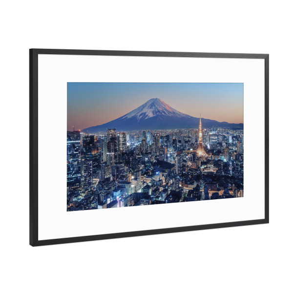 Poster mit Rahmen Schwarz (Metallic) "Fuji aus Tokio" artboxONE - Städte,Reise,Architektur,Reise / Asien,Städte / Tokio