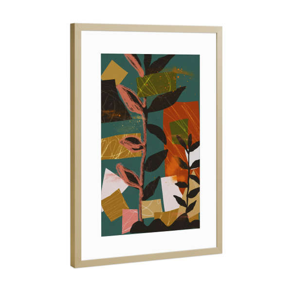 Poster mit Rahmen Gold "Abstract Nature Green" artboxONE - Natur,Floral,Abstrakt