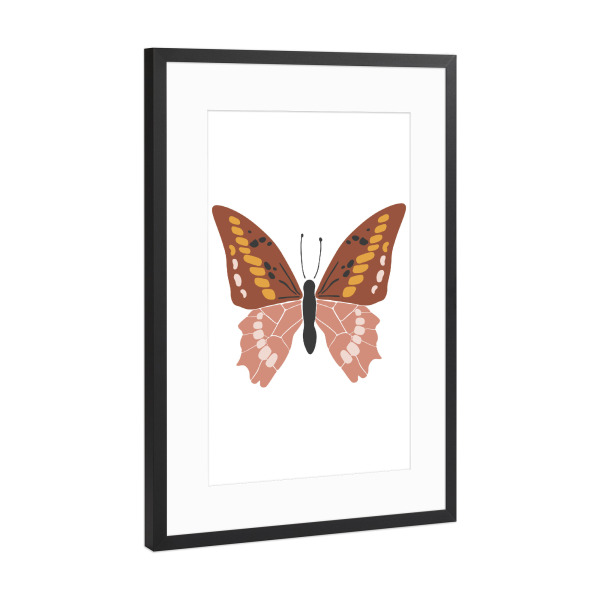 Poster mit Rahmen Schwarz (Metallic) "Boho-Schmetterlings-Kunstdesign" artboxONE - Tiere