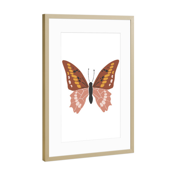 Poster mit Rahmen Gold "Boho-Schmetterlings-Kunstdesign" artboxONE - Tiere