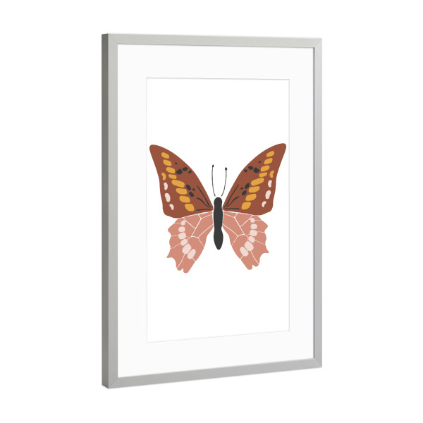 Poster mit Rahmen Silber "Boho-Schmetterlings-Kunstdesign" artboxONE - Tiere