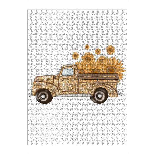 artboxONE Puzzle "Gold-LKW mit Sonnenblumen" artboxONE - Natur,Floral,Automobile,Für Mama,Festivals