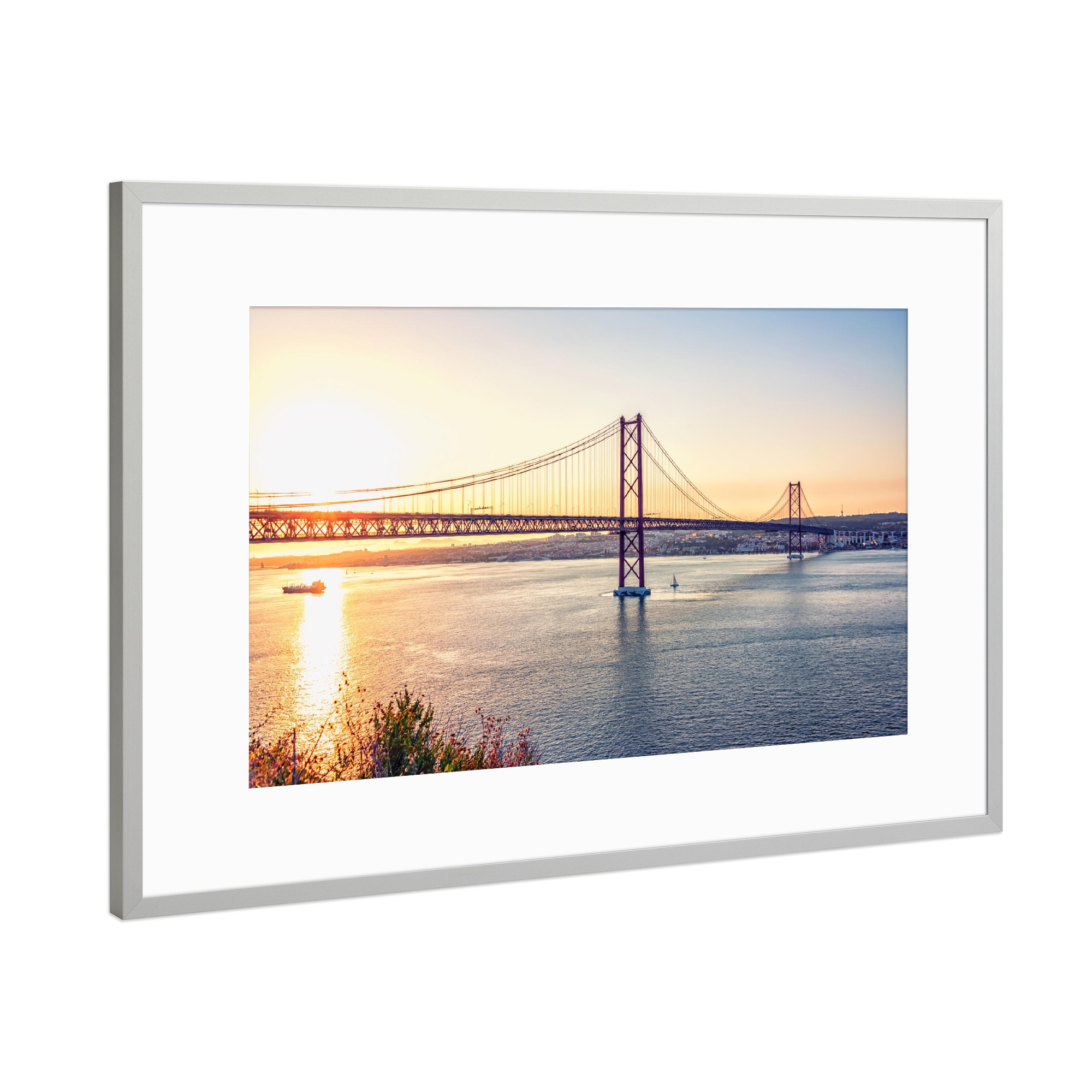 Poster mit Rahmen Silber "Sonnenuntergang in Lissabon" artboxONE - Städte,Reise,Architektur,Reise / Länder,Städte / Weitere