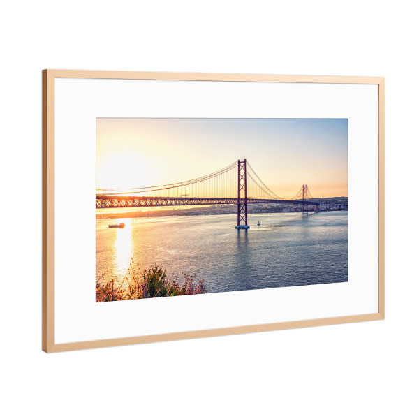 Poster mit Rahmen Kupfer "Sonnenuntergang in Lissabon" artboxONE - Städte,Reise,Architektur,Reise / Länder,Städte / Weitere