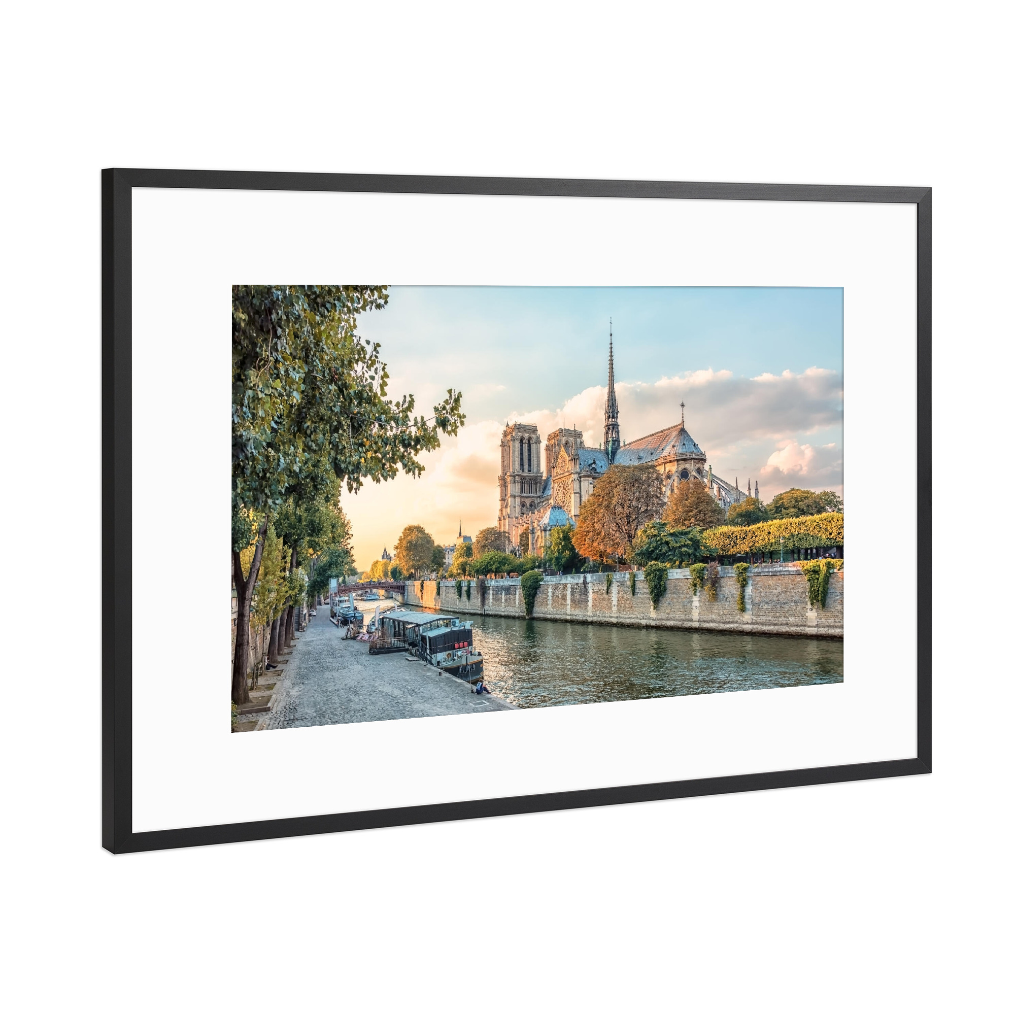 Poster mit Rahmen Schwarz (Metallic) "An den Ufern der Seine" artboxONE - Städte,Reise,Architektur,Städte / Paris,Reise / Länder