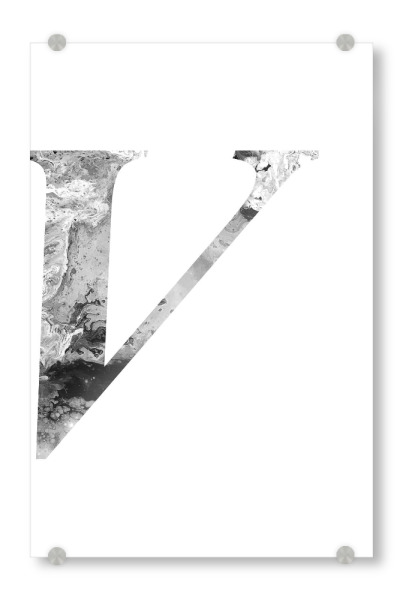 Acrylglasbild "Buchstabe Alphabet V" artboxONE - Typografie,Schwarzweiß,Buchstaben,Buchstaben / V