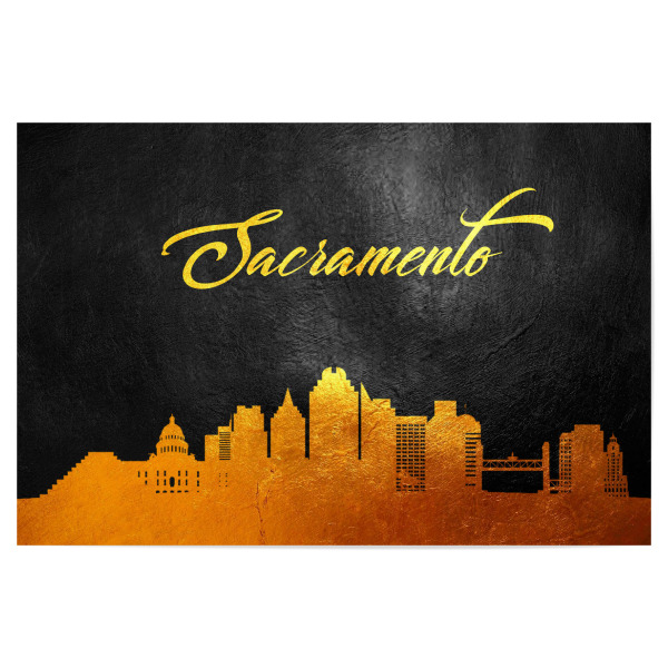 Poster "Sacramento California Gold" artboxONE - Städte - Sacramento,Kalifornien,Gold,Skyline