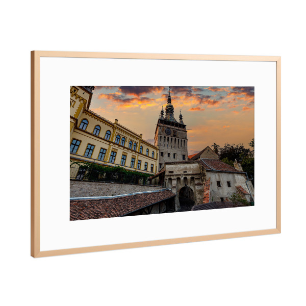Poster mit Rahmen Kupfer "Schäßburg in Siebenbürgen" artboxONE - Architektur