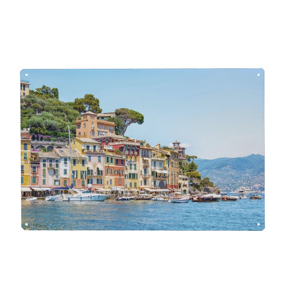 Metall Poster "Portofino-Dorf" artboxONE - Reise,Architektur,Reise / Strand und Meer,Reise / Länder