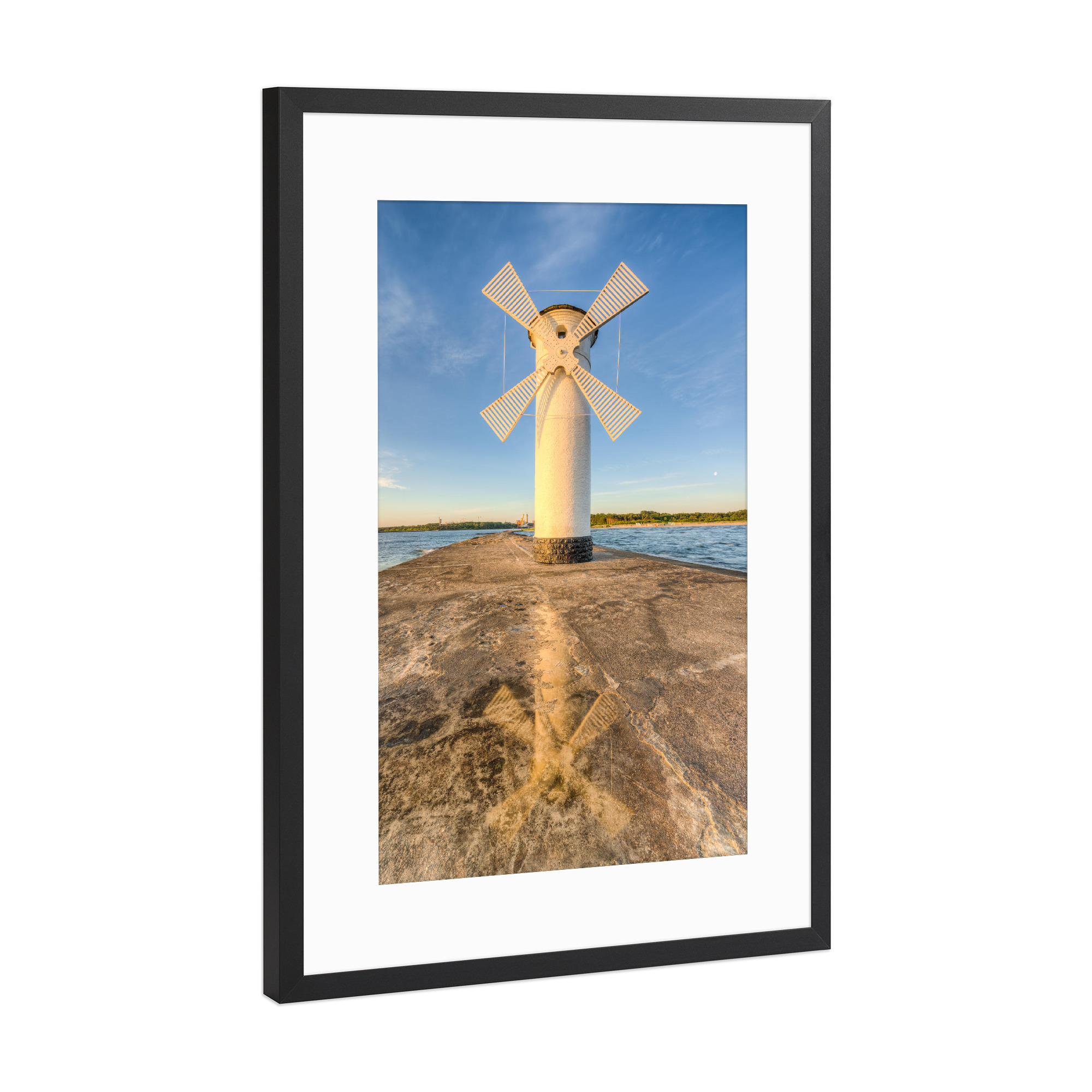 Poster mit Rahmen Schwarz (Metallic) "Morgensonne in Swinemünde, Usedom" artboxONE - Städte,Reise,Architektur,Reise / Strand und Meer