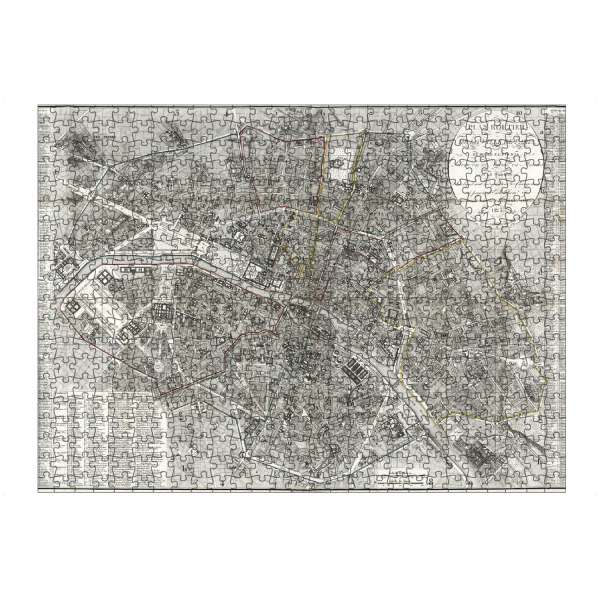 Puzzle Ravensburger "Pariser alte Karte" artboxONE - Kartografie - Karte,Retro,Bildlich,Alt,Farbe,Weltkarte,Reise,Souvenir,Flach,Straße - Bild karte