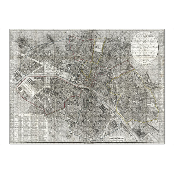 Puzzle Ravensburger "Pariser alte Karte" artboxONE - Kartografie - Karte,Retro,Bildlich,Alt,Farbe,Weltkarte,Reise,Souvenir,Flach,Straße - Bild karte
