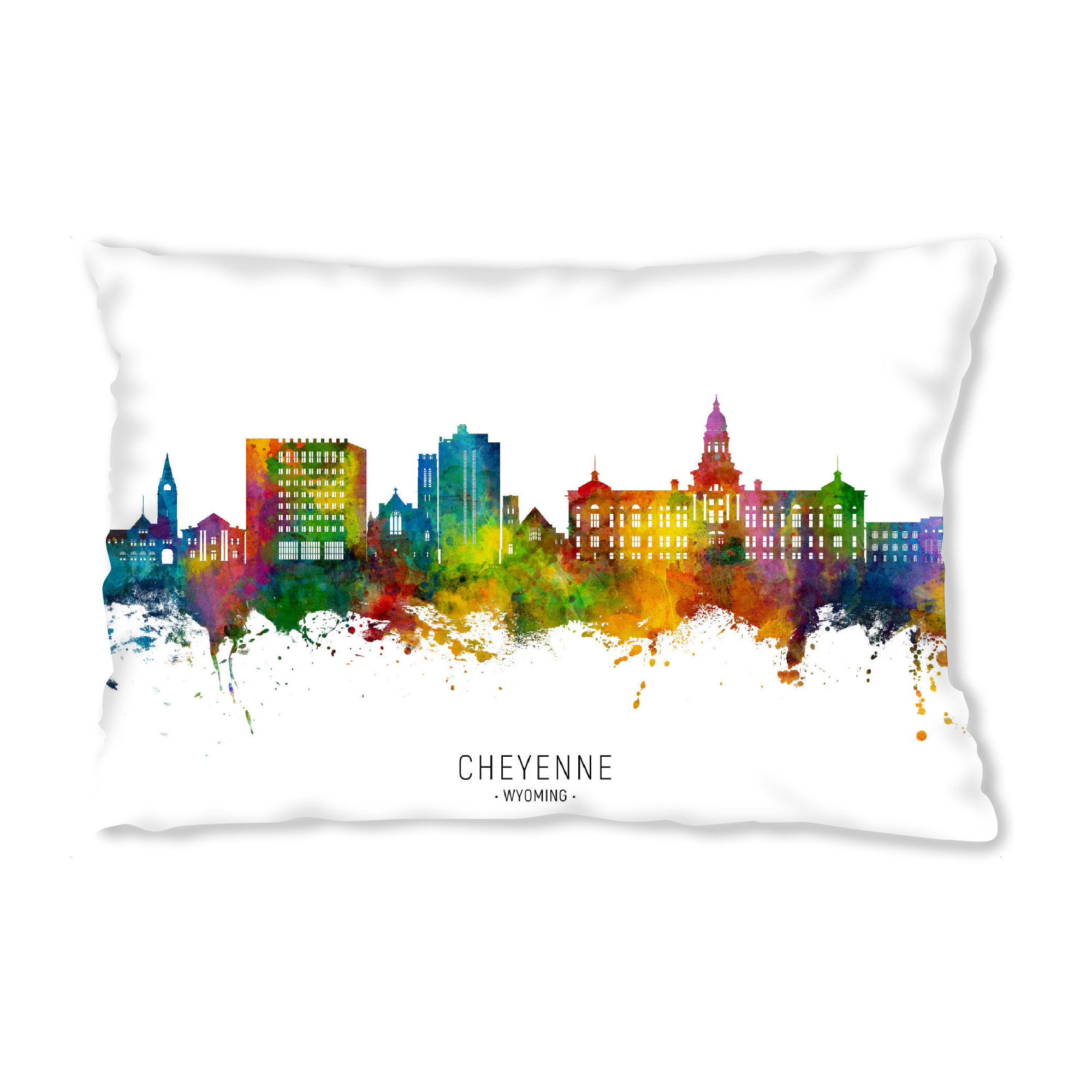 Design-Kissen "Cheyenne Wyoming Skyline txt" artboxONE - Städte - Cheyenne,Wyoming,Skyline,Stadtbild,Stadtbild,Aquarell,Malerei