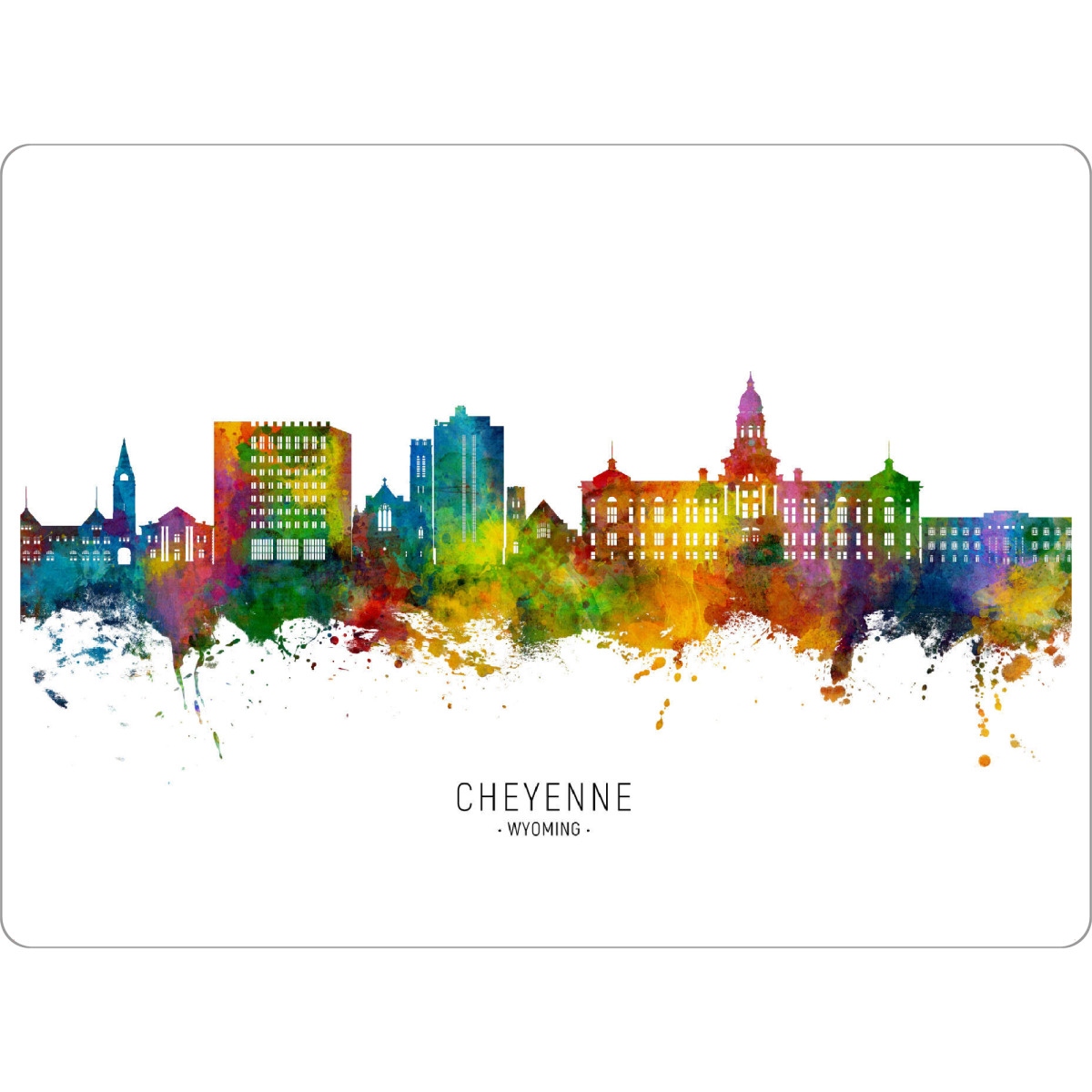 Tischset "Cheyenne Wyoming Skyline txt" artboxONE - Städte - Cheyenne,Wyoming,Skyline,Stadtbild,Stadtbild,Aquarell,Malerei - Bild cheyenne