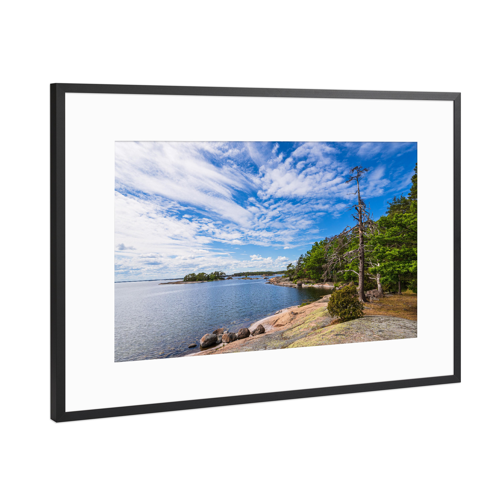 Poster mit Rahmen Schwarz (Metallic) "Felsen, Bäume, Ostsee" artboxONE - Natur,Reise,Reise / Strand und Meer,Reise / Länder